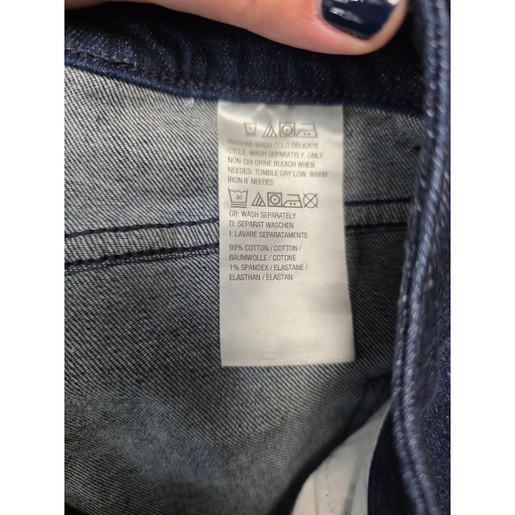 Girl With Curves Dark Wash High Rise Straight Leg Raw Hem Denim Jeans Size 14 - Picture 5 of 5